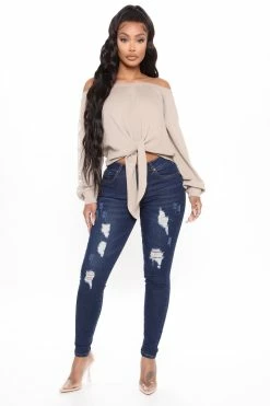Fashion Nova Hoodies & Sweatshirts Too Blessed To Stress Cropped Sweatshirt - Mocha