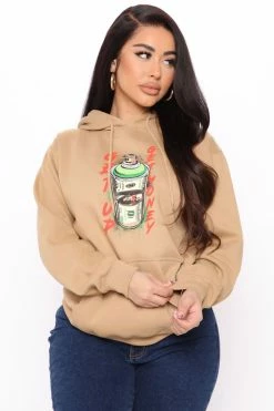 Fashion Nova Get Money Oversized Hoodie - Nude Hoodies & Sweatshirts
