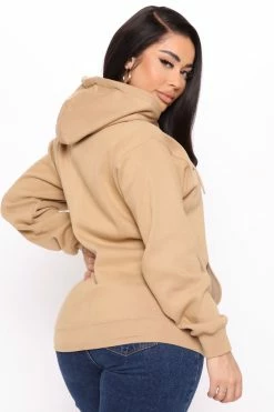 Fashion Nova Get Money Oversized Hoodie - Nude Hoodies & Sweatshirts