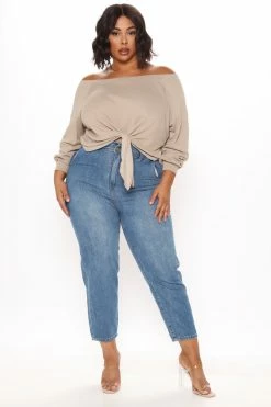 Fashion Nova Hoodies & Sweatshirts Too Blessed To Stress Cropped Sweatshirt - Mocha