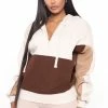 Fashion Nova Color Block The Negativity Hoodie - Mocha/combo Hoodies & Sweatshirts