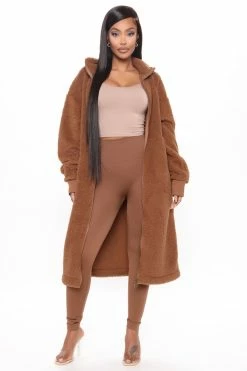 Fashion Nova Cabin Stay Sherpa Jacket - Camel