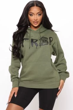 Fashion Nova Trap House Party Hoodie - Olive Hoodies & Sweatshirts