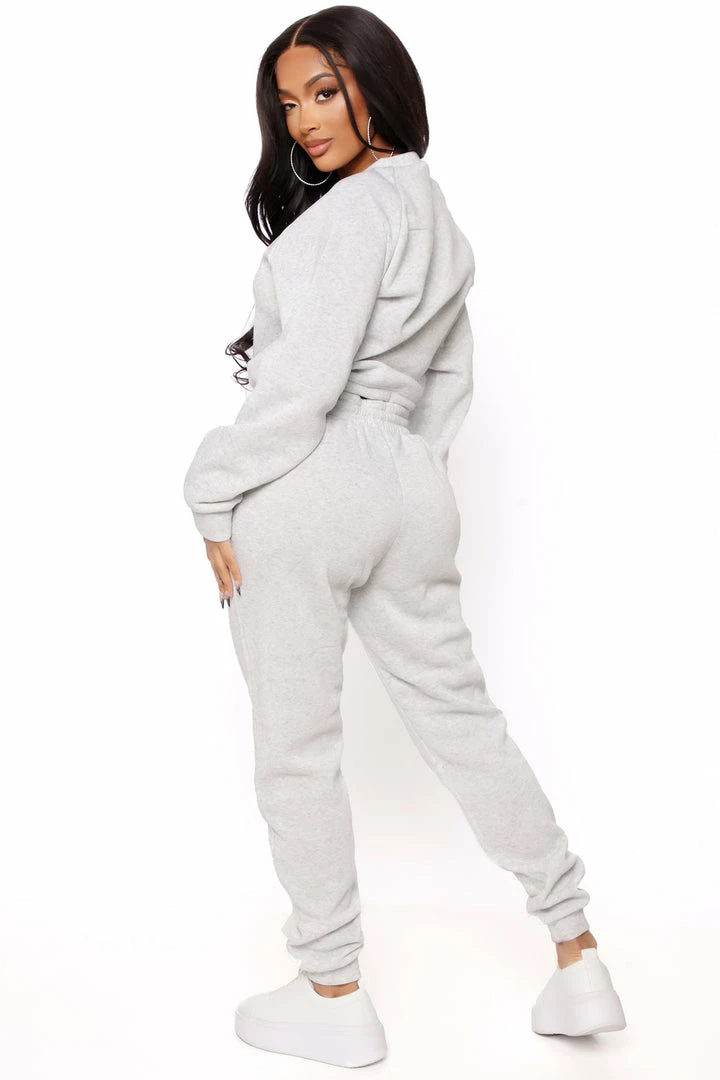 Fashion Nova Now Or Never Jogger Set - Heather Grey