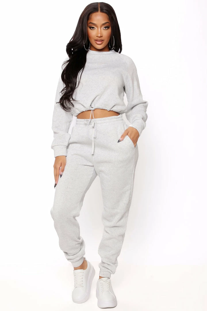 Fashion Nova Now Or Never Jogger Set - Heather Grey