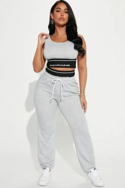 Fashion Nova Everyone Sucks But Me Jogger Set - Grey