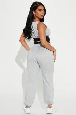 Fashion Nova Everyone Sucks But Me Jogger Set - Grey