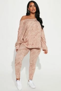 Fashion Nova Loungewear Pant Sets Chelsea Twist Back Legging Set - Taupe