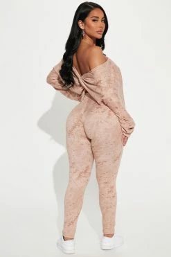 Fashion Nova Loungewear Pant Sets Chelsea Twist Back Legging Set - Taupe