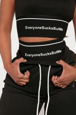 Fashion Nova Everyone Sucks But Me Jogger Set - Black Loungewear Pant Sets