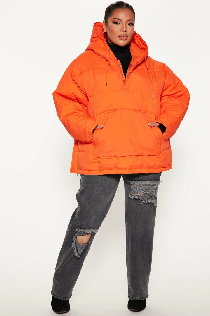 Fashion Nova Head In The Clouds Puffer Jacket - Orange