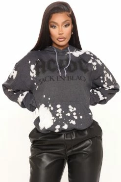 Fashion Nova Hoodies & Sweatshirts Back In Black ACDC Hoodie - Black/white