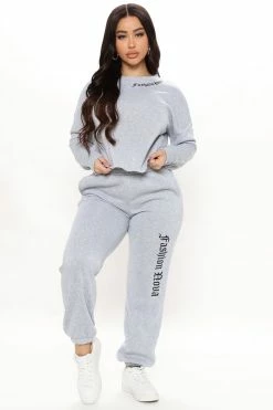 New Location Fashion Nova Jogger Set - Heather Grey Loungewear Sets