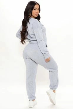 New Location Fashion Nova Jogger Set - Heather Grey Loungewear Sets
