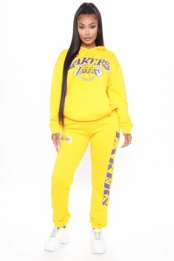 Fashion Nova NBA On The Rebound Lakers Sweatpants - Yellow Sweatpants & Joggers