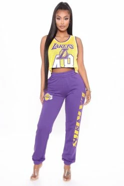 Fashion Nova NBA On The Rebound Lakers Sweatpants - Purple