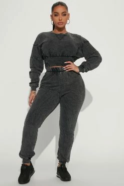 Fashion Nova Loungewear Pant Sets Need A Break Jogger Set - Black