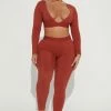 Fashion Nova Minna Legging Set - Rust Loungewear Sets