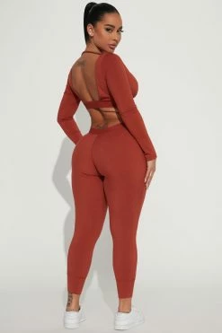 Fashion Nova Minna Legging Set - Rust Loungewear Sets