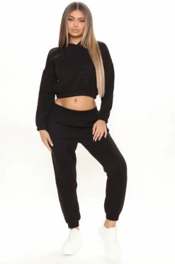 Fashion Nova Get Ready Jogger Set - Black Loungewear Sets