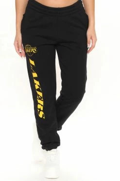 Fashion Nova NBA Get That Defense Lakers Sweatpants - Black/Yellow
