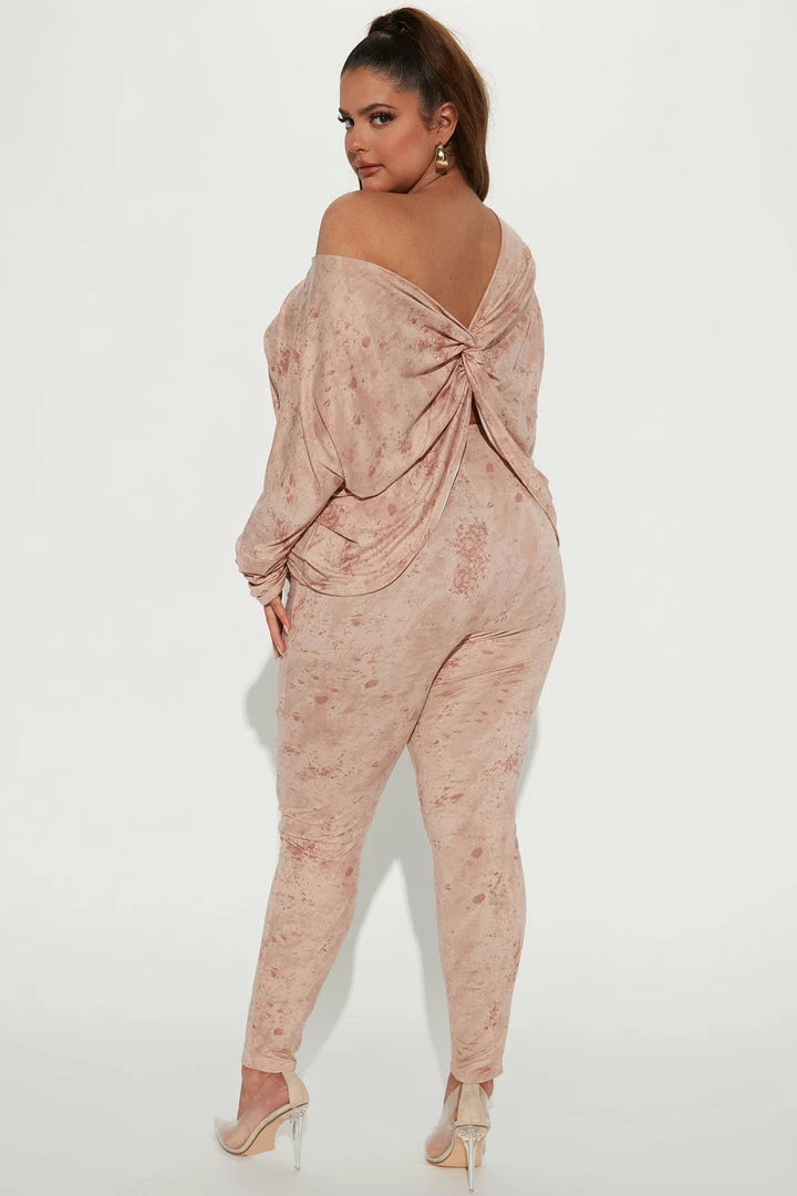 Fashion Nova Loungewear Pant Sets Chelsea Twist Back Legging Set - Taupe