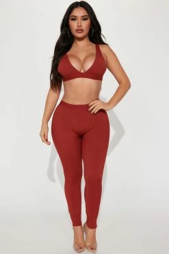 Fashion Nova New Level Legging Set - Rust