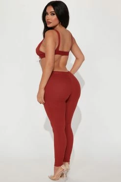 Fashion Nova New Level Legging Set - Rust