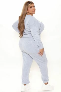 New Location Fashion Nova Jogger Set - Heather Grey Loungewear Sets