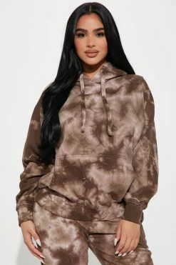 Fashion Nova Loungewear Pant Sets Stay Relaxed Tie Dye Jogger Set - Brown/combo