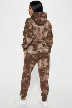 Fashion Nova Loungewear Pant Sets Stay Relaxed Tie Dye Jogger Set - Brown/combo