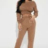 Fashion Nova Need A Break Jogger Set - Mocha Loungewear Pant Sets