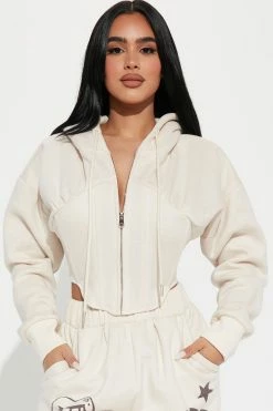 Fashion Nova Late Nights Jogger Pant Set - Beige