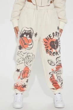 Fashion Nova Late Nights Jogger Pant Set - Beige