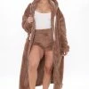 Fashion Nova Hoodies & Sweatshirts Teddy Set Go Fuzzy Jacket - Brown