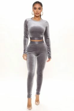 Fashion Nova Always Together Velour Legging Set - Heather Grey Loungewear Sets