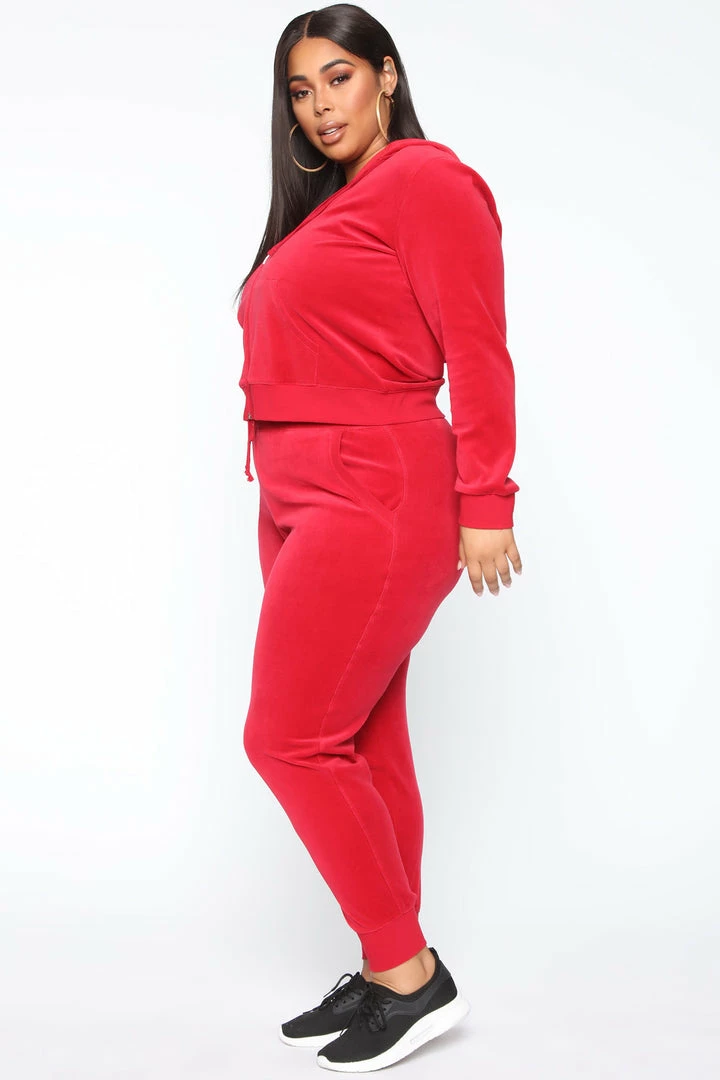 Fashion Nova The Original Trendsetter Velour Set - Red