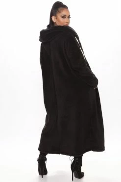 Fashion Nova Teddy Set Go Fuzzy Jacket - Black Hoodies & Sweatshirts