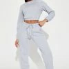 Fashion Nova Loungewear Pant Sets She's Always Chill Jogger Pant Set - Heather Grey