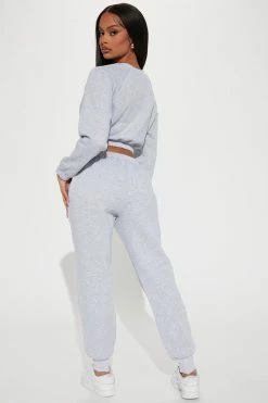 Fashion Nova Loungewear Pant Sets She's Always Chill Jogger Pant Set - Heather Grey