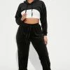 Fashion Nova Loungewear Pant Sets She's Casual Velour Jogger Set - Black