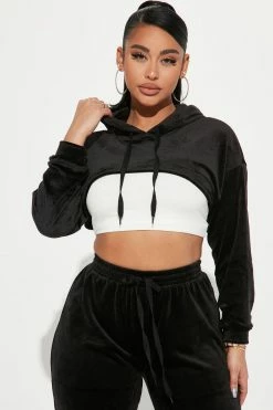 Fashion Nova Loungewear Pant Sets She's Casual Velour Jogger Set - Black