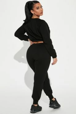 Fashion Nova Loungewear Pant Sets She's Always Chill Jogger Pant Set - Black