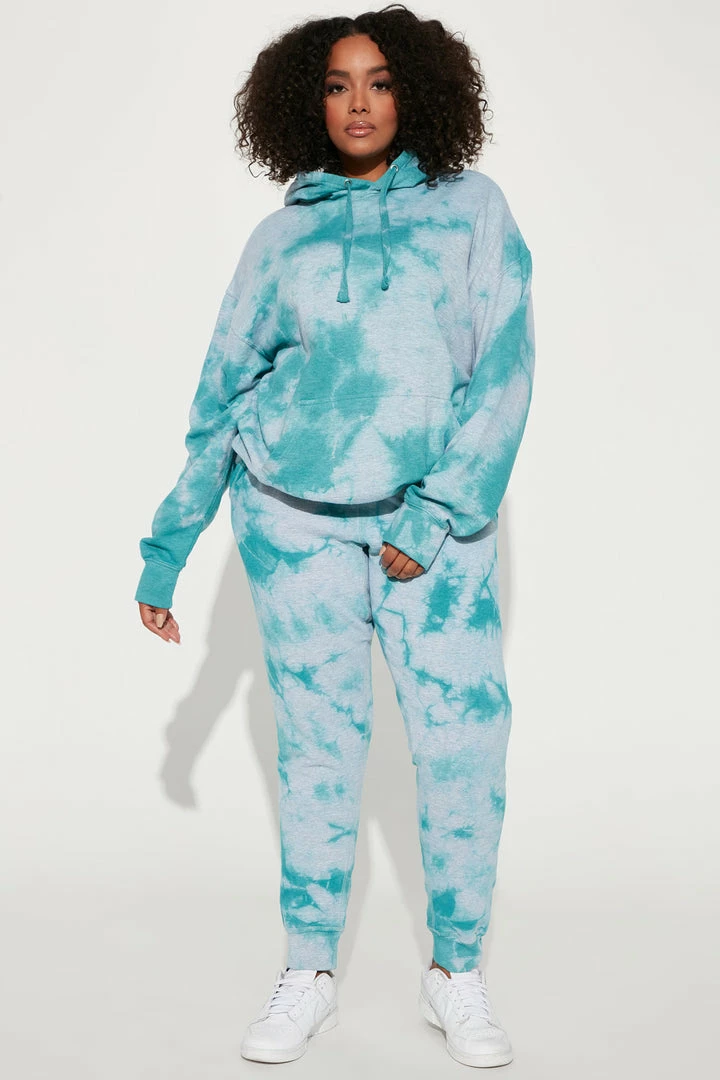 Fashion Nova Stay Relaxed Tie Dye Jogger Set - Mint Loungewear Pant Sets