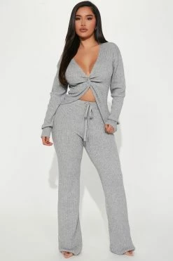 Fashion Nova Girls Day Sweater Pant Set - Heather Grey