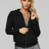 Fashion Nova Latest And Greatest French Terry Zip Hoodie - Black