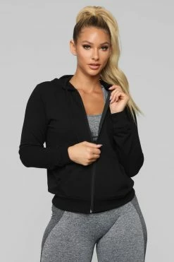 Fashion Nova Latest And Greatest French Terry Zip Hoodie - Black