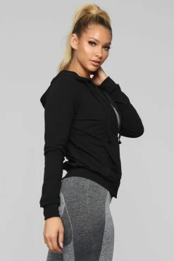Fashion Nova Latest And Greatest French Terry Zip Hoodie - Black