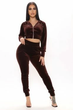 Fashion Nova Loungewear Sets Down To Lounge Pant Set - Brown