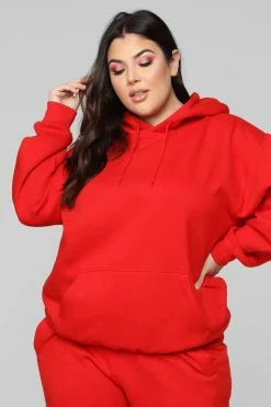 Fashion Nova Hoodies & Sweatshirts Stole Your Boyfriend's Oversized Hoodie - Red